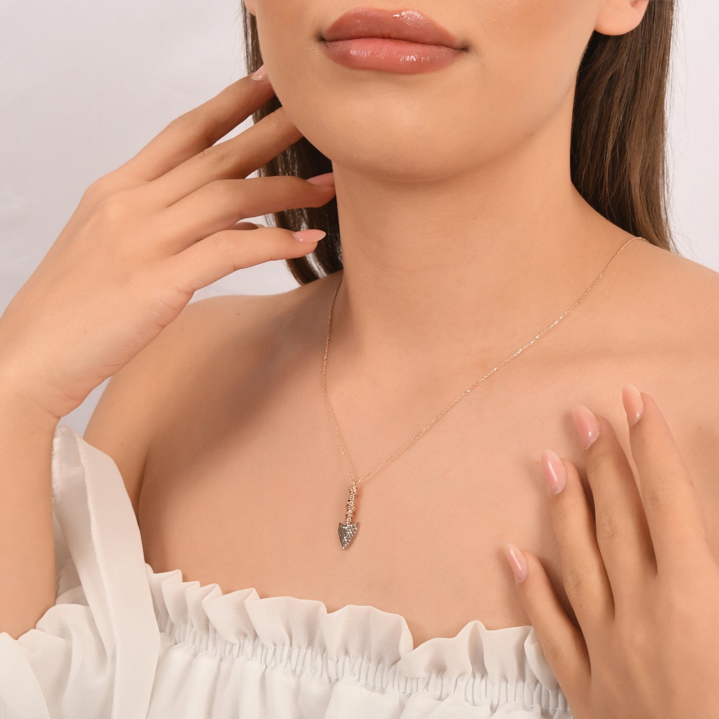 0,23 Karat Kahverengi Pırlanta Mızrak Kolye - Arvi Jewellery