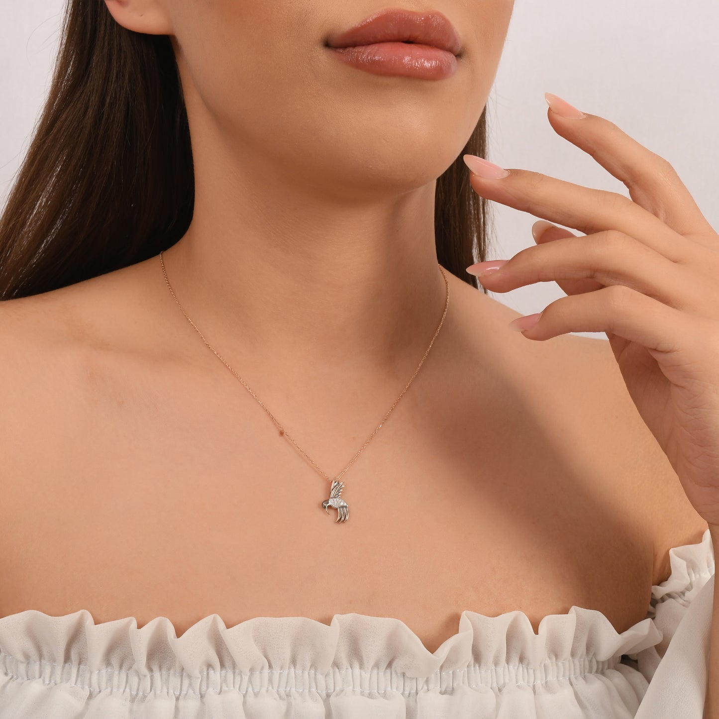 0,04 Karat Pırlanta Kuş Kolye - Arvi Jewellery