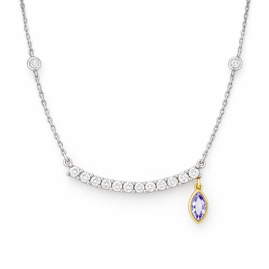 0,24 Karat Pırlanta Markizli Çubuk Kolye - Arvi Jewellery