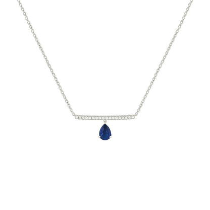 0,30 Karat Safir Pırlanta Çubuk Kolye - Arvi Jewellery