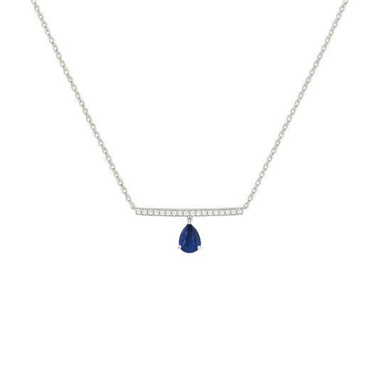 0,30 Karat Safir Pırlanta Çubuk Kolye - Arvi Jewellery