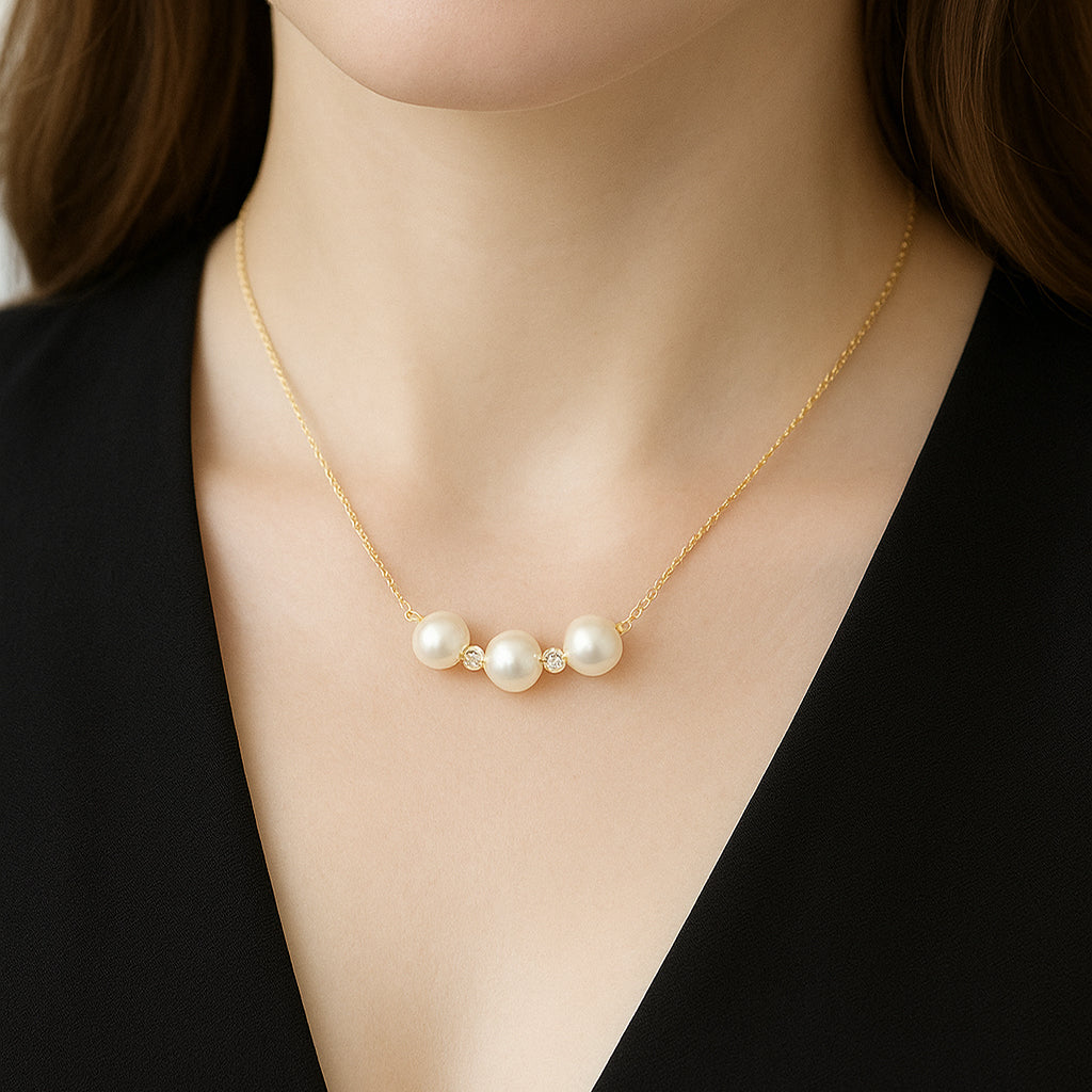 0,05 Karat İnci Pırlanta Kolye 1 - Arvi Jewellery