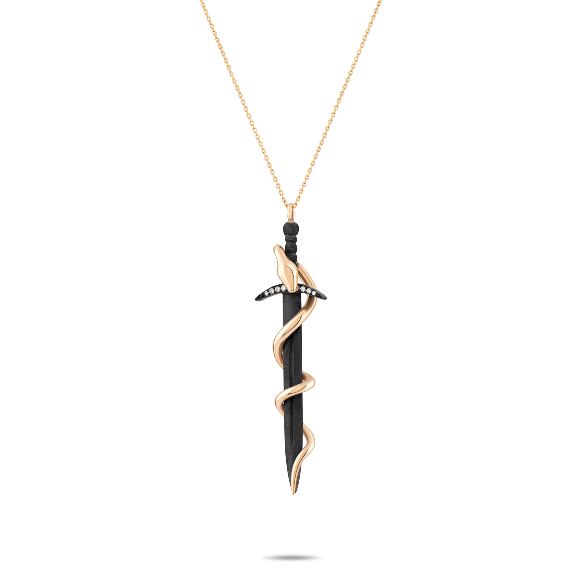 0,08 Karat Pırlanta Kılıç Yılan Kolye - Arvi Jewellery