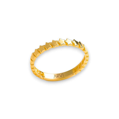 Sıralı Yıldız Altın Yüzük 1 - Arvi Jewellery