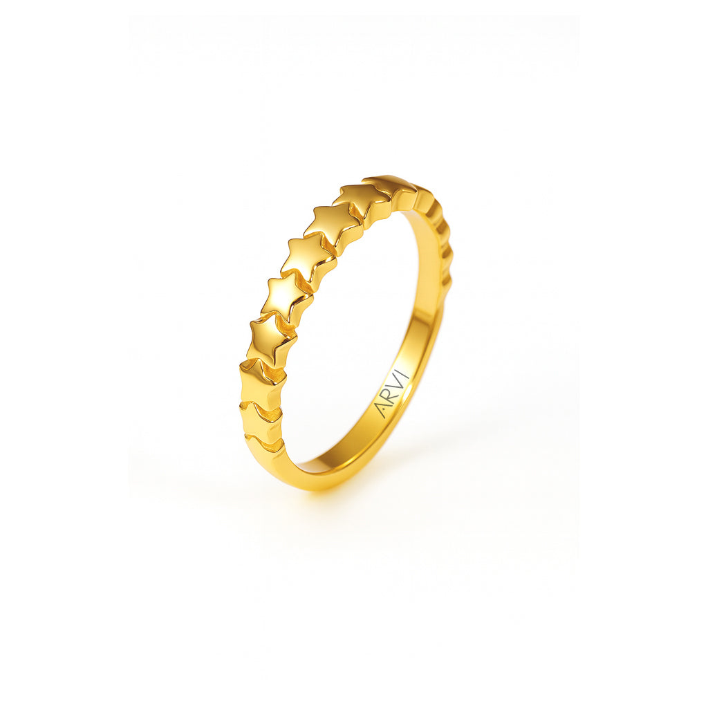 Sıralı Yıldız Altın Yüzük 1 - Arvi Jewellery