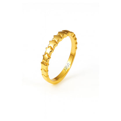 Sıralı Yıldız Altın Yüzük 1 - Arvi Jewellery