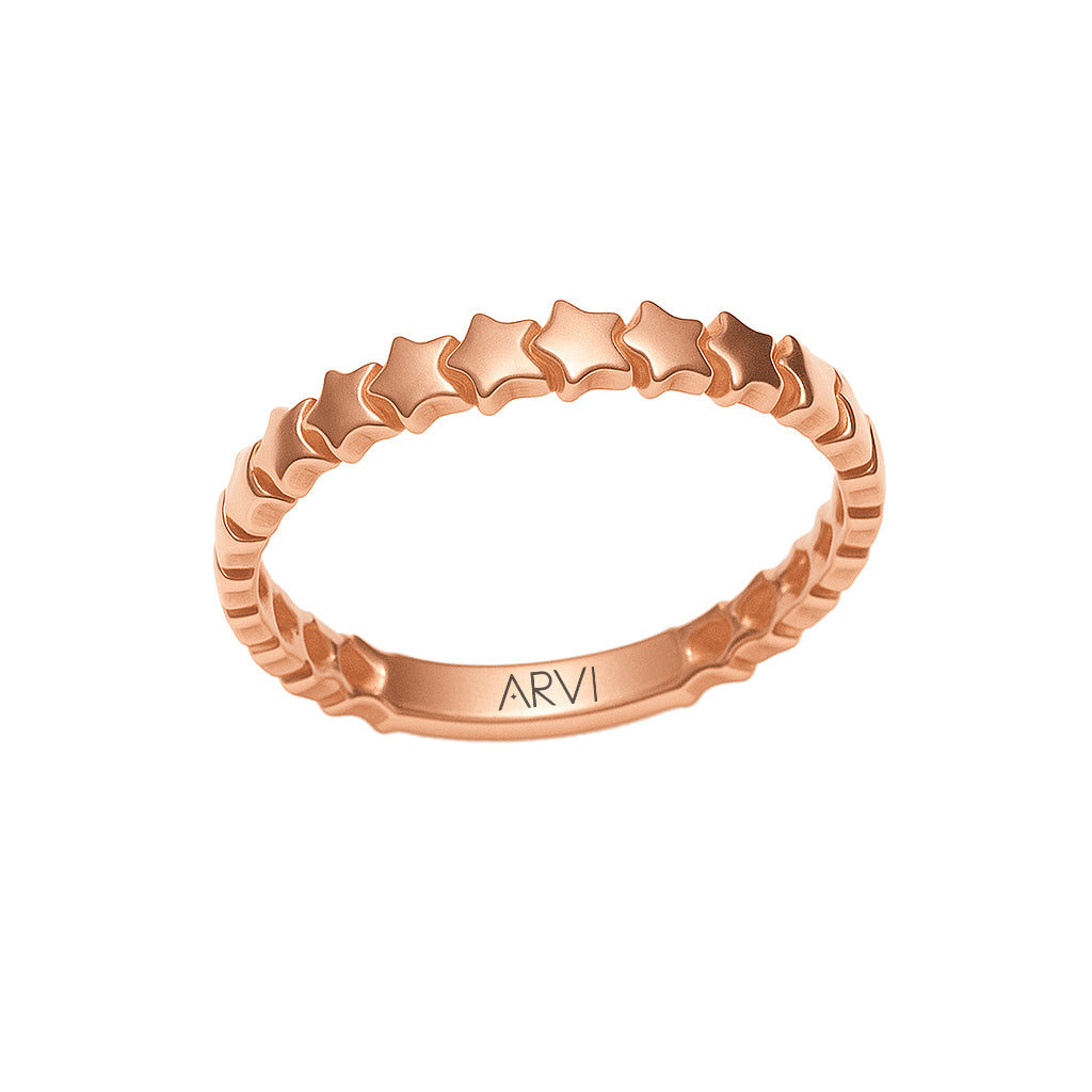 Sıralı Yıldız Altın Yüzük 2 - Arvi Jewellery