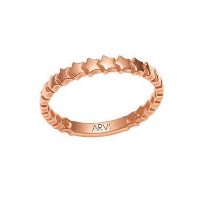 Sıralı Yıldız Altın Yüzük 2 - Arvi Jewellery