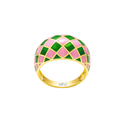 Mineli Bombe Altın Yüzük - Arvi Jewellery