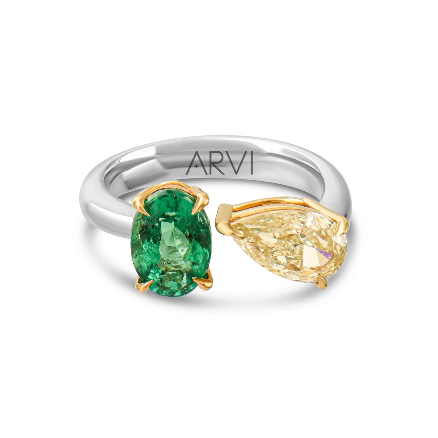 2,76 Karat Zümrüt Sarı Pırlanta Yüzük - Arvi Jewellery
