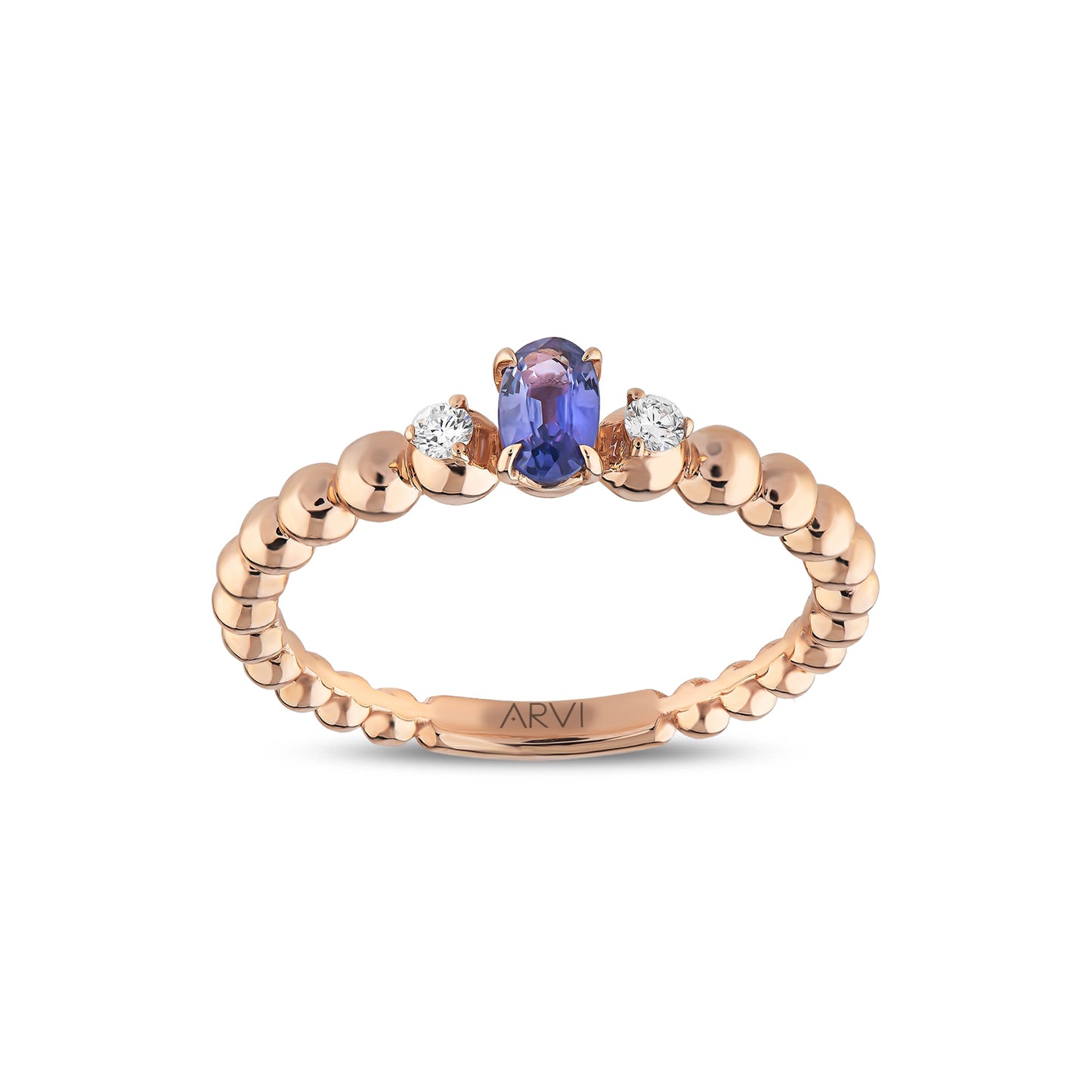 0,33 Karat Gökkuşağı 2 Mavi Safir Pırlanta Yüzük - Arvi Jewellery