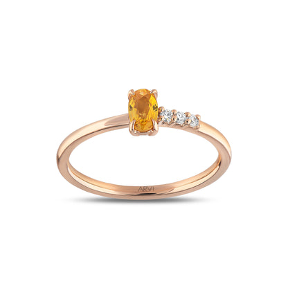 0,41 Karat Gökkuşağı 4 Turuncu Safir Pırlanta Yüzük - Arvi Jewellery
