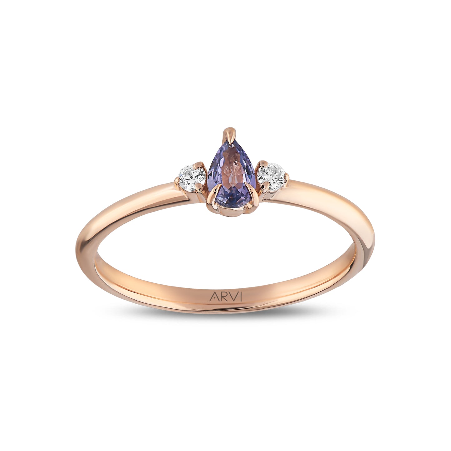 0,29 Karat Gökkuşağı 12 Mavi Safir Pırlanta Yüzük - Arvi Jewellery