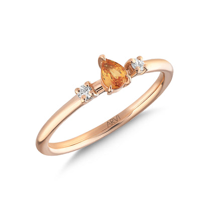 0,30 Karat Gökkuşağı 13 Sarı Safir Pırlanta Yüzük - Arvi Jewellery