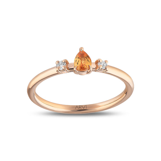 0,30 Karat Gökkuşağı 13 Sarı Safir Pırlanta Yüzük - Arvi Jewellery