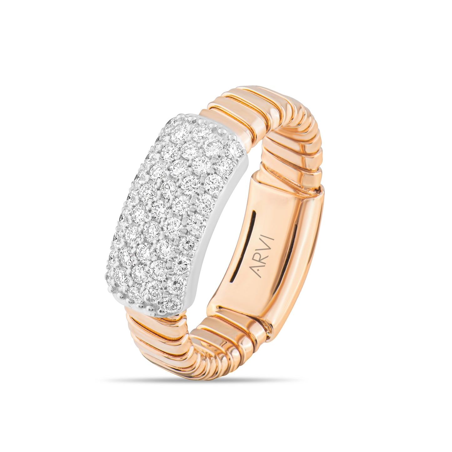 0,77 Karat Geniş Sarmal Pave Pırlanta Yüzük - Arvi Jewellery