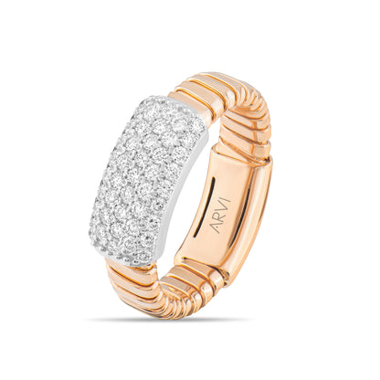 0,77 Karat Geniş Sarmal Pave Pırlanta Yüzük - Arvi Jewellery