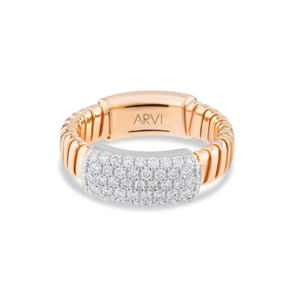0,77 Karat Geniş Sarmal Pave Pırlanta Yüzük - Arvi Jewellery