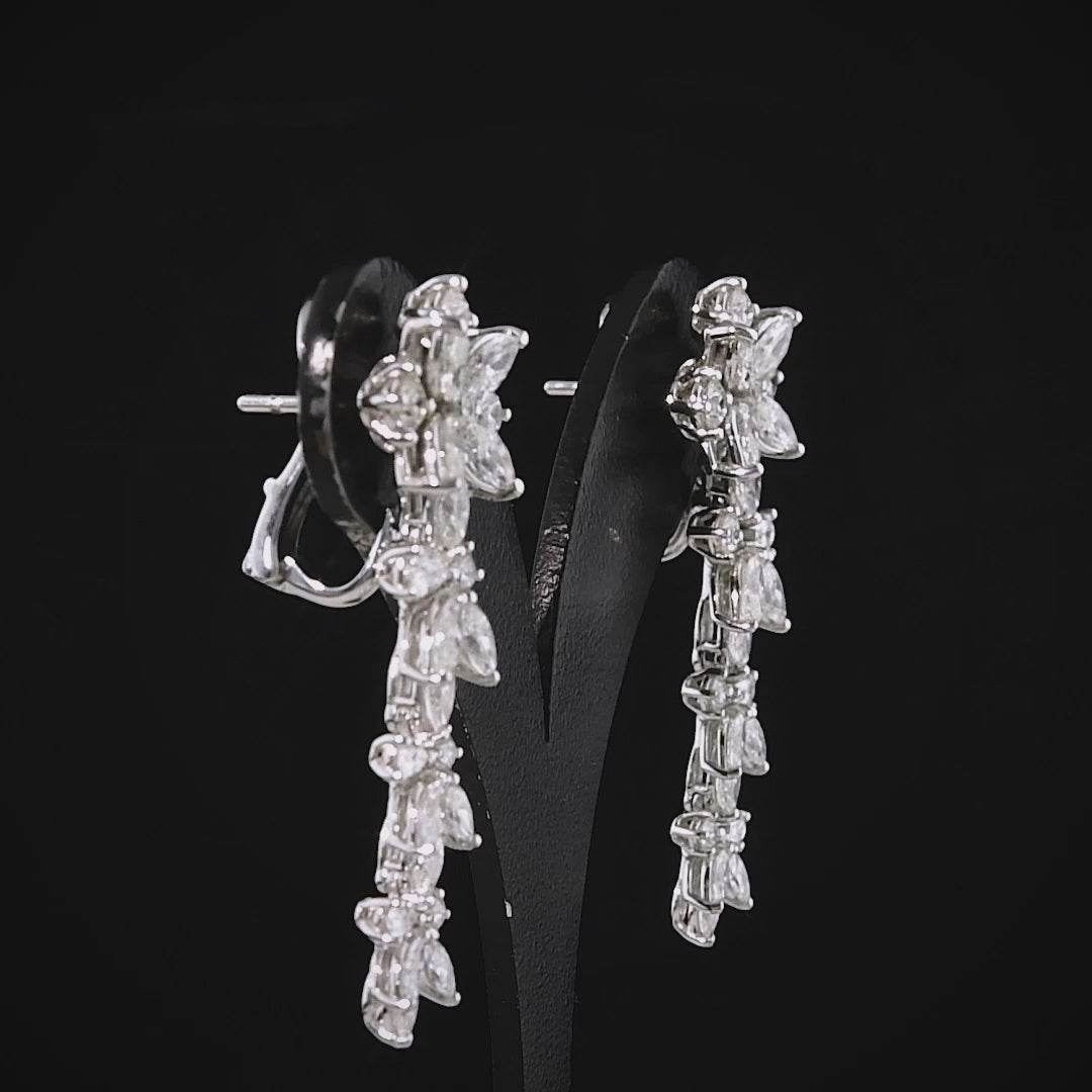 “4,96 karat markiz pırlanta tasarım küpe, sertifikalı ücretsiz hızlı kargo ile sunulan altın su yolu küpe modeli”