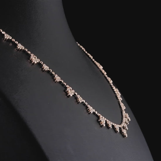 Sarmaşık tasarımlı altın pırlanta kolye, 0,51 karat taşlı, seçilebilir sarı altın, rose altın ve beyaz altın renkli, zarif modern pırlanta kolye modelleri