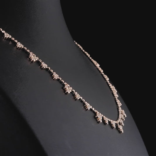 Sarmaşık tasarımlı altın pırlanta kolye, 0,51 karat taşlı, seçilebilir sarı altın, rose altın ve beyaz altın renkli, zarif modern pırlanta kolye modelleri