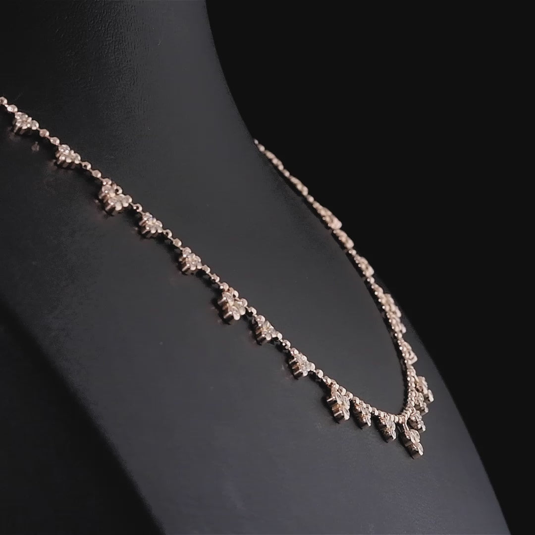 Sarmaşık tasarımlı altın pırlanta kolye, 0,51 karat taşlı, seçilebilir sarı altın, rose altın ve beyaz altın renkli, zarif modern pırlanta kolye modelleri