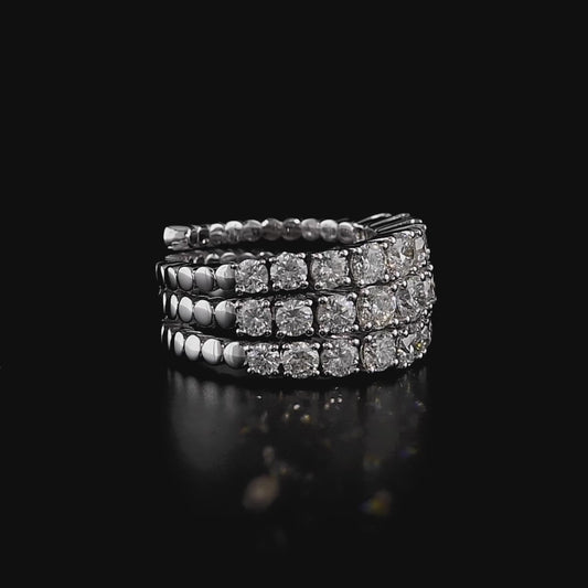 El yapımı 3,97 karat yuvarlak kesim pırlanta yüzük, özel tasarım beyaz altın takı