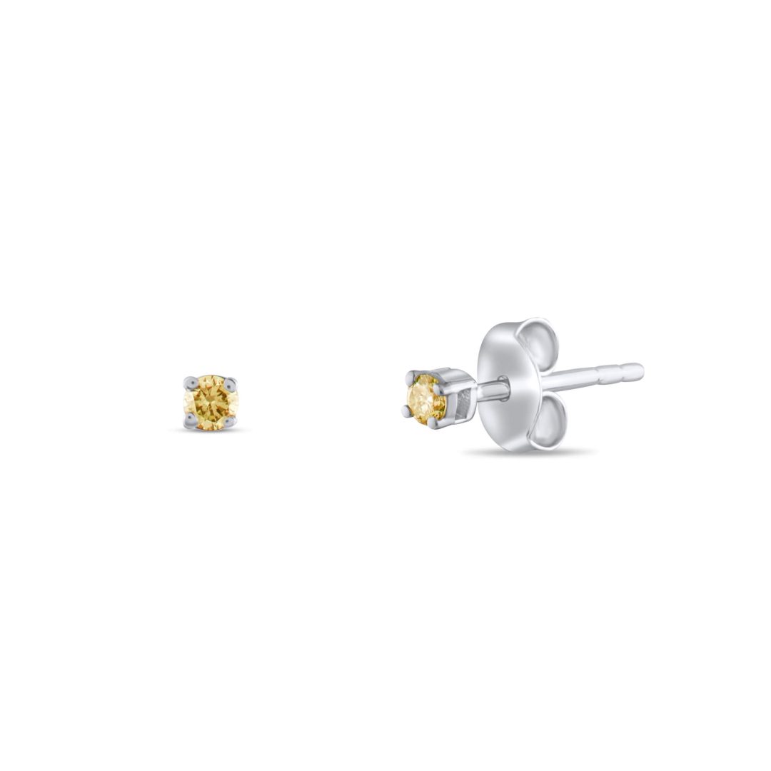 Solitaire Yellow Diamond Earrings